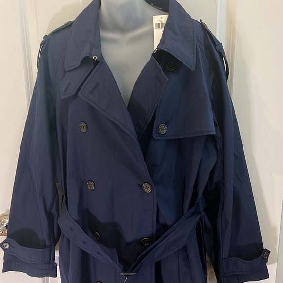 LAUREN RALPH LAUREN Women's Belted Maxi Trench Coat Dark Navy Blue Size 16 - Picture 5 of 13